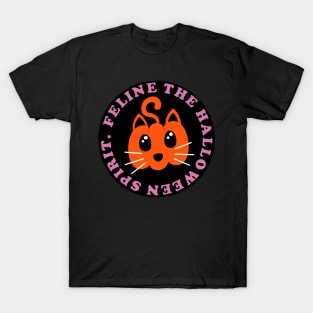 Feline The Halloween Spirit Cute Pumpkin Cat T-Shirt